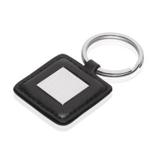 Leather-Look / Metal Square Keyring